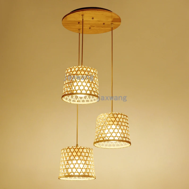 Скандинавские бамбуковые подвесные светильники для столовой кухни лампы