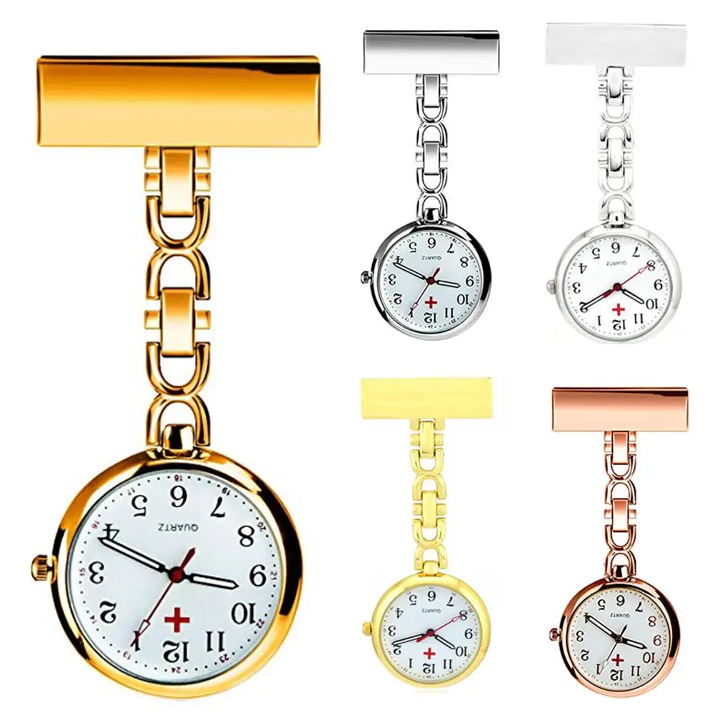 

Classic Alloy Rose Gold Fob Nurse Watch Clip-on Quartz Analog Brooch Medical Nurse Pocket Watch Gift