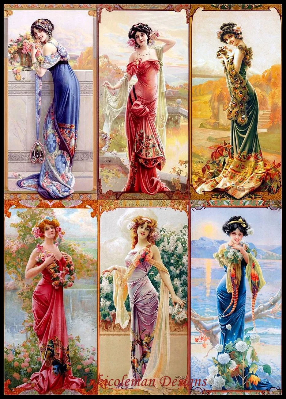 Needlework for embroidery DIY French DMC High Quality - Counted Cross Stitch Kits 14 ct Oil painting - Six Ladies