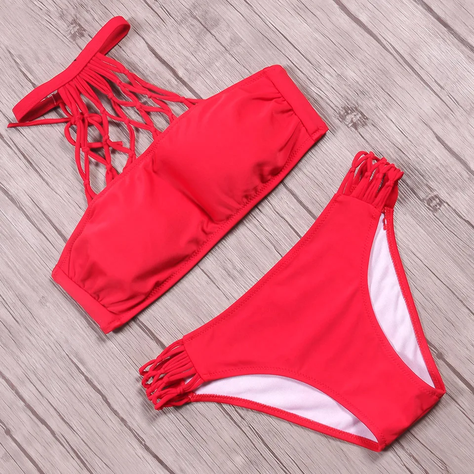 Biseafairy Новые однотонные бикини женские пуш-ап одежда для плавания бразильские