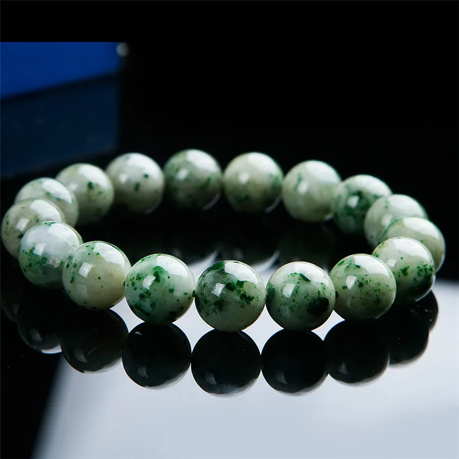 Genuine Green Gemstone Natural Dushan Jade Bracelets 13mm Powerful Crystal Stretch Round Bead Bracelet Drop Shipping | Украшения и