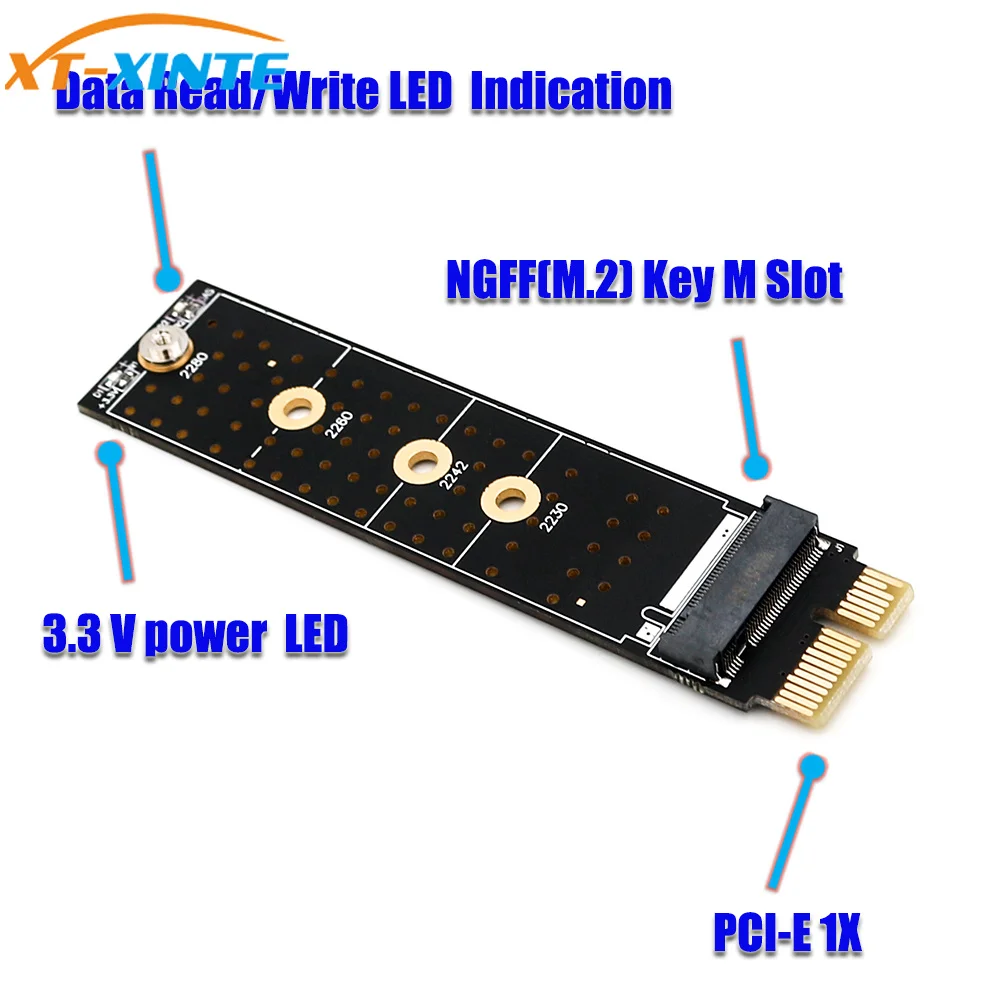 Переходная плата для NVME переходник NGFF M.2 в PCI-E3.0 1x PCI Express Raiser поддержка 2230 2242 2260 2280 M