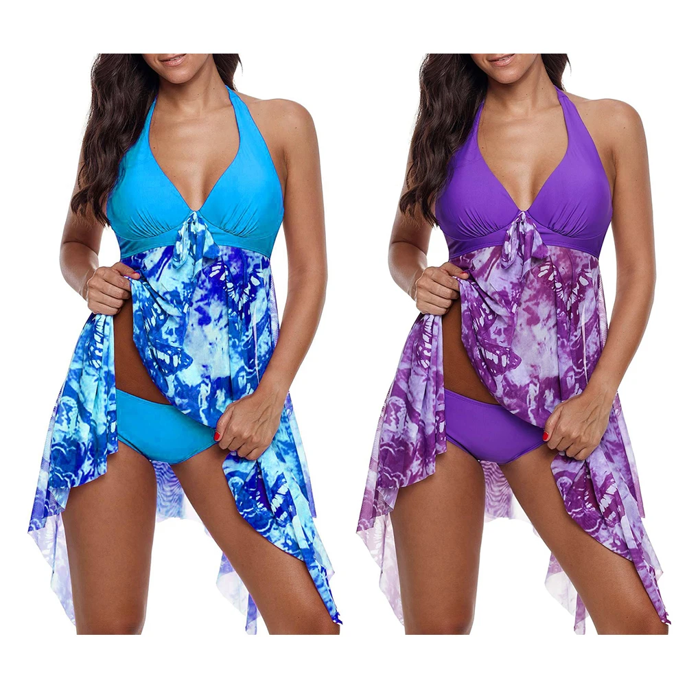 2 шт. Женский раздельный купальник с принтом|Комбинезоны| |