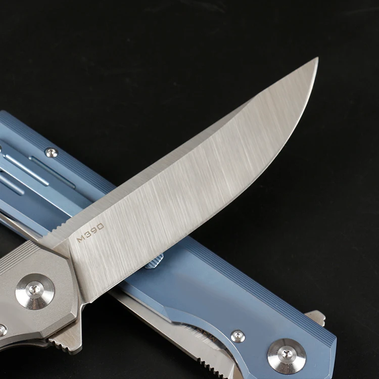 Складной нож Freewolf С флиппером M390 сатиновое лезвие с отверстием CNC TC4 ручка из