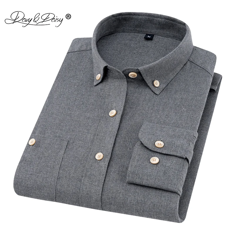 DAVYDAISY,, Новое поступление, осенняя мужская рубашка, Фланелевая рубашка с длинным рукавом, мужские официальные повседневные рубашки, 80% хлопок, брендовая одежда DS336