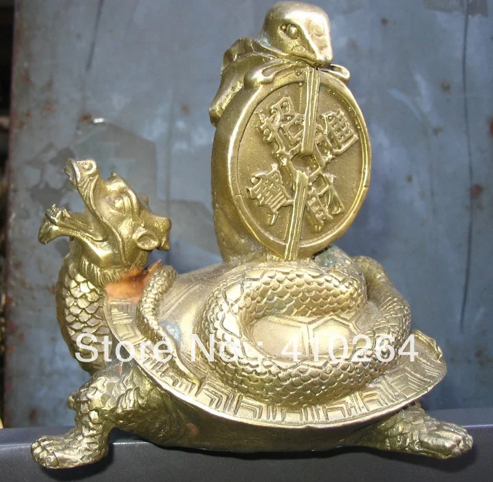 Красивая редкий Черепаха Змея Богатство Монета удачи бронзовая статуя|bronze statues