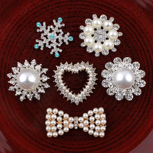 30pcs/lot Round/Snow/Flower/Heart/bows Bling Metal Rhinestone Buttons Flatback Crystal Decorative Buttonss for Hair Accessories