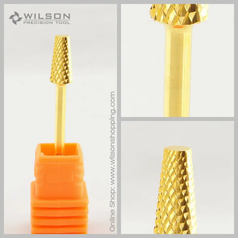2 шт-конусовидный цилиндр бит-грубая(C-1140088)-карбид золота-WILSON сверло для ногтей