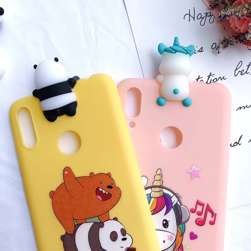 Y7 3D чехол для huawei Y7 чехол для телефона Kawaii Медведь Единорог силиконовый чехол для etui huawei Y7 Prime чехол+ отпечаток пальца