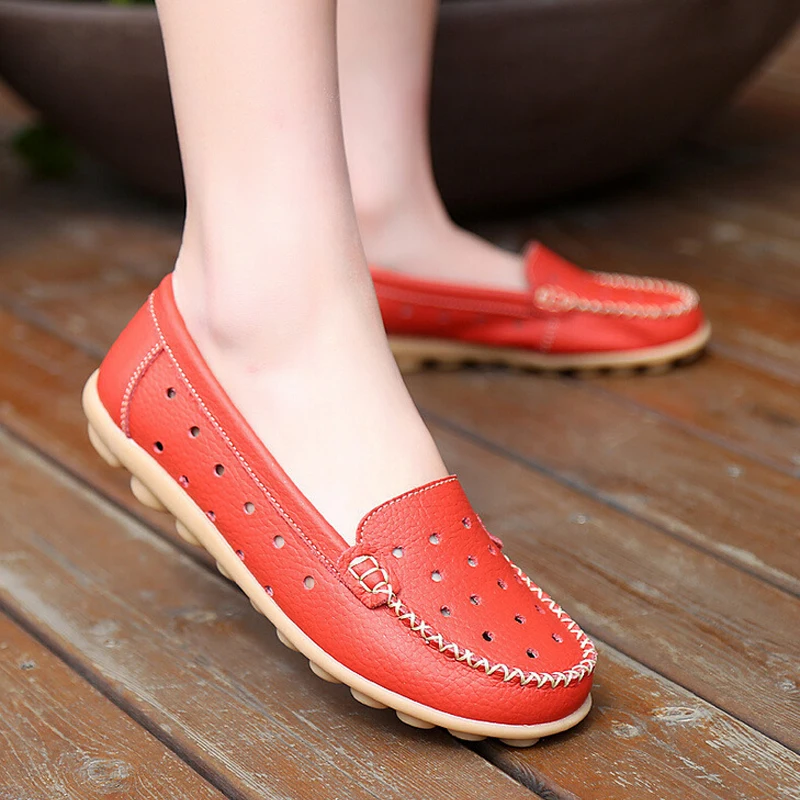 SexeMara Новый Натуральная Кожа Женская Обувь Леди Квартиры Женщины Сандалии