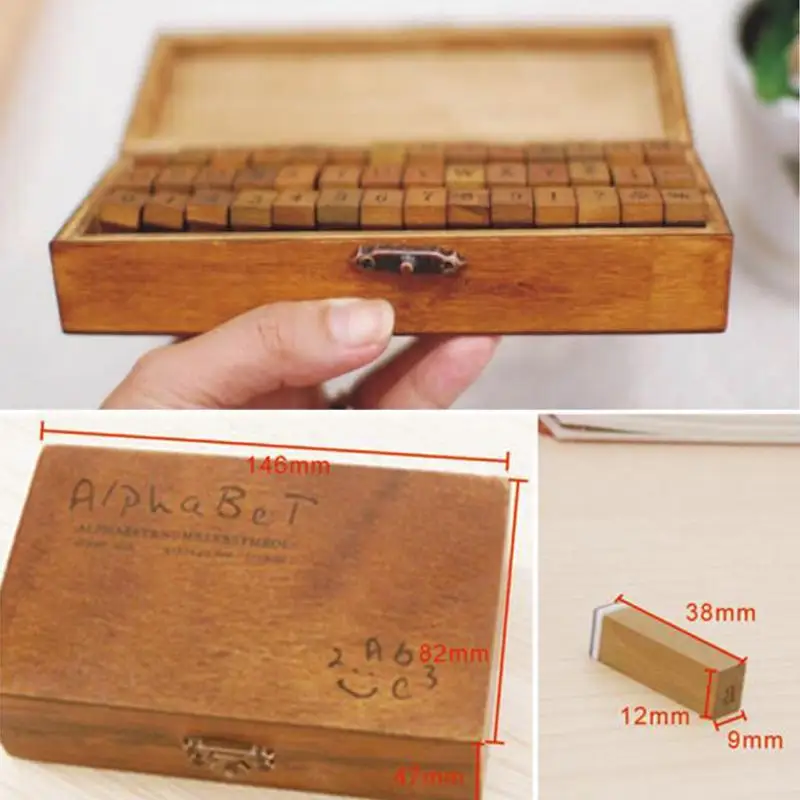 70 шт. Форма печати/курсивные английские буквы DIY ремесло штамп набор символ Алфавит Номер деревянный штамп с деревянной коробкой для хранения