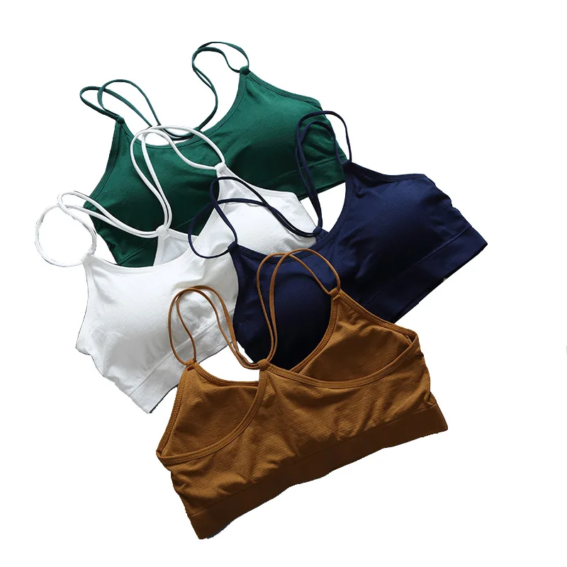 Женский укороченный топ без косточек Bralette Повседневный хлопковый на бретелях