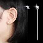 ANENJERY, 925 пробы, серебряные, горячая Распродажа, длинные серьги со звездами, с кисточками, для женщин, линия уха, pendientes oorbellen, S-E466