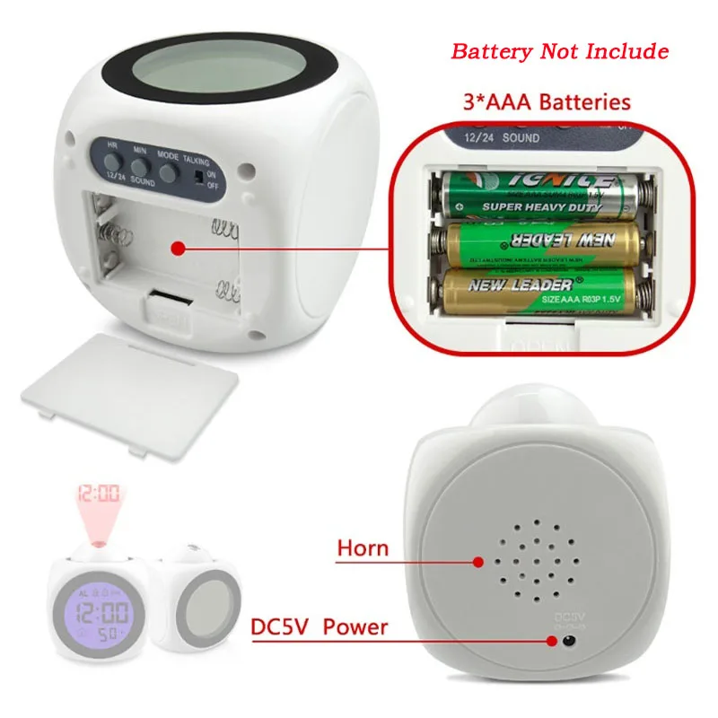 Multi-Function Led Alarm Clock With Night Lights Digital Time LCD Voice Temperature Projection Light Table Lamps For Desk Travel | Освещение
