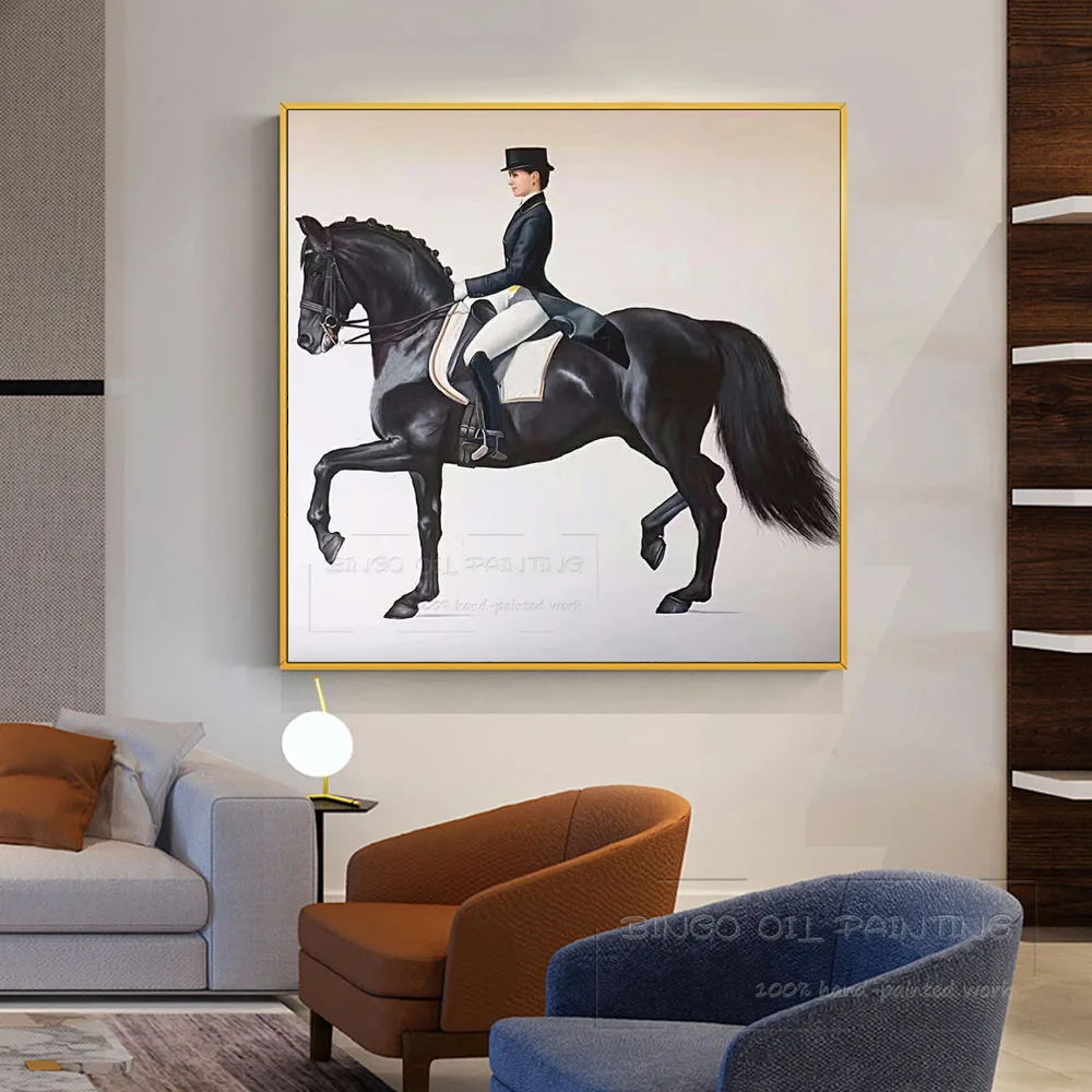 Excellent Artist Hand-painted High Quality Wall Artwork Lady Riding Horse Oil Painting on Canvas Luxury Art Figure | Дом и сад
