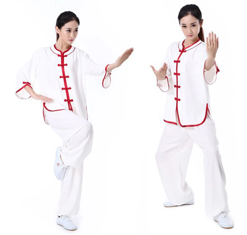 

Summer Ladies Low Collar Half Sleeves Cotton And Linen Tai Chi Suits Womens Kung Fu Uniforms Morning Exercise Wear