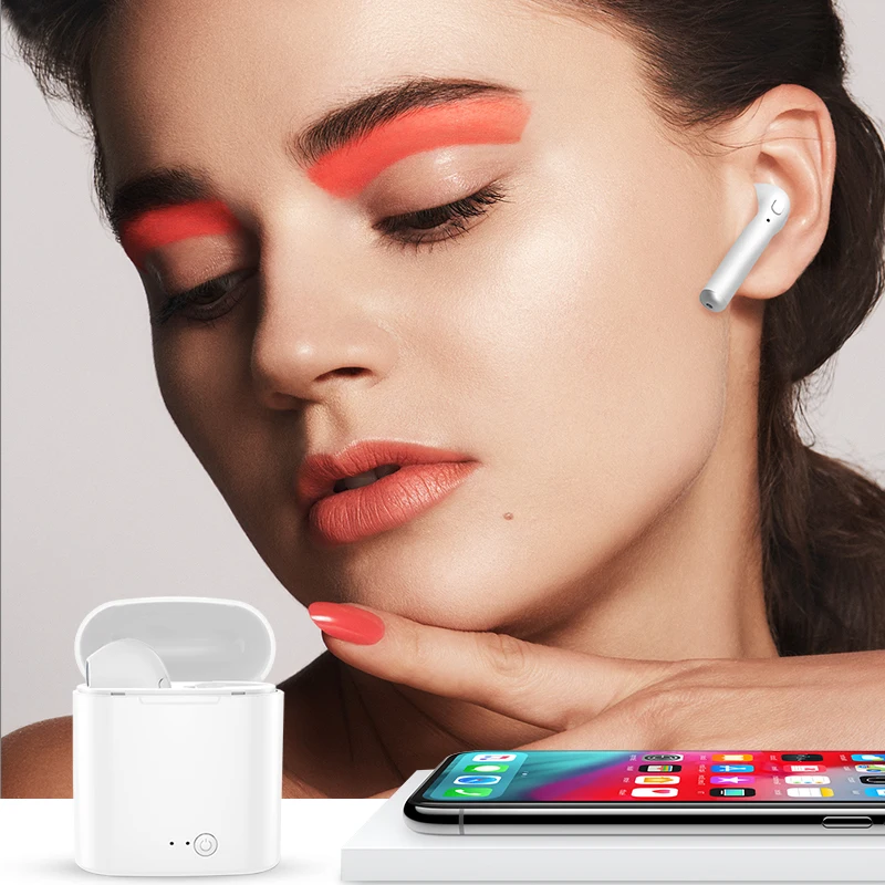 100 шт оптом I7 мини Tws наушники стерео наушники Bluetooth 5,0 гарнитура литиевая Зарядка Поддержка беспроводные наушники