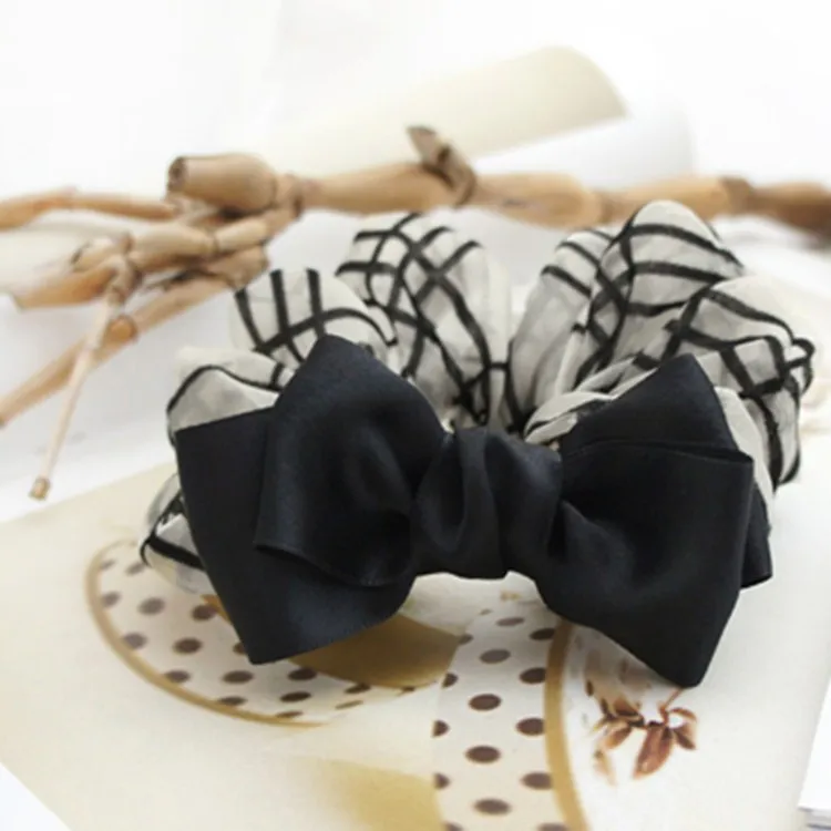 

Fashion Girls hair accessories black lattice headband rubber band elastic hair bands Ponytail 2018 fanssee hair ornaments