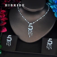 hibride newest punk style number 5 design pendientes cubic zirconia jewelry sets women wedding bride jewelry accessories n 354