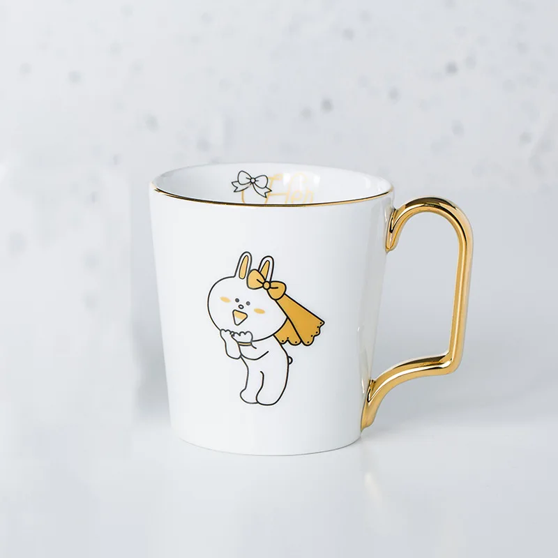 (729) Kenny Rabbit Золотые животные фламинго кошка пингвин керамическая кофейная кружка костяного фарфора чашка для молока воды пара креативные подарки на день рождения - Цвет: (729) Kenny Rabbit