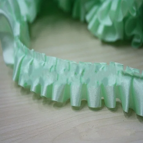 Light Green 5 ярдов/Лот 16 цветов атласная плиссированная кружевная лента слой кружевной отделки DIY ремесла кукольная одежда аксессуары ширина 2,5 см - Цвет: Light Green