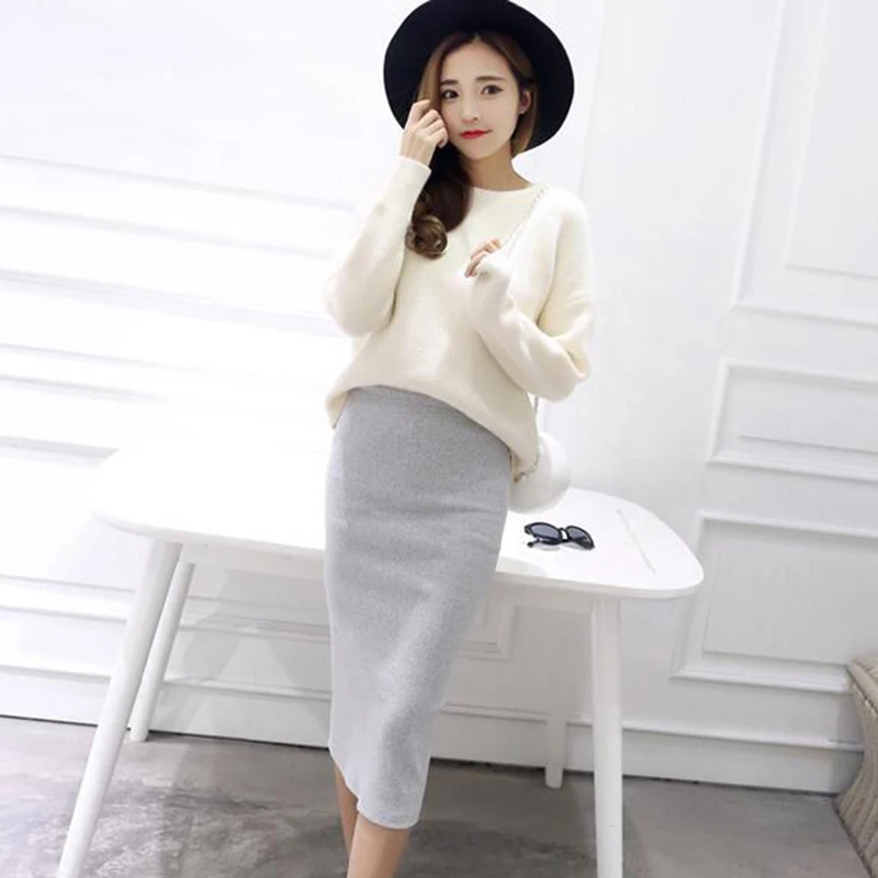 Женская облегающая юбка-карандаш с разрезом на осень-зиму | одежда