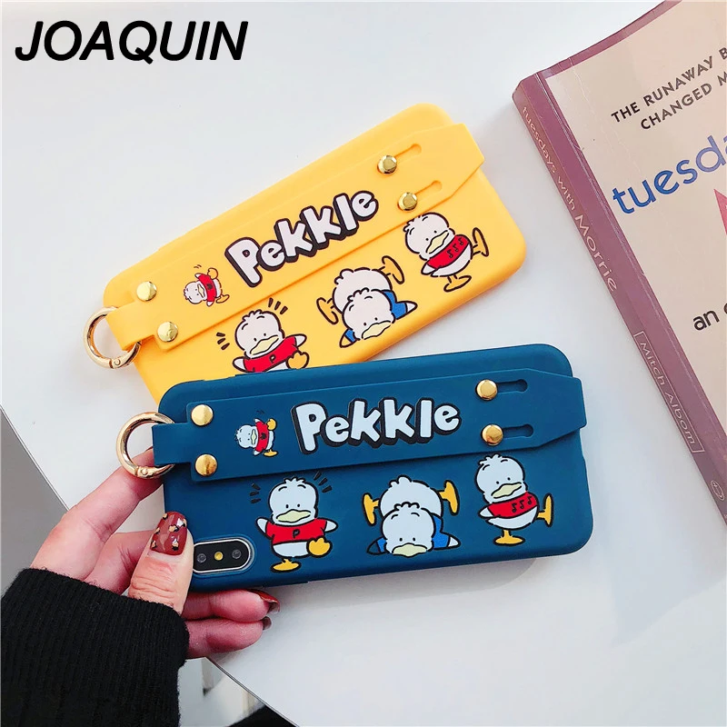 Hot Cute Cartoon Animal Duck Pig Soft TPU Phone Case For iPhone 6 6s 7 8 Plus X XS MAX XR Covers Couples Capa With A Wrist Strap |