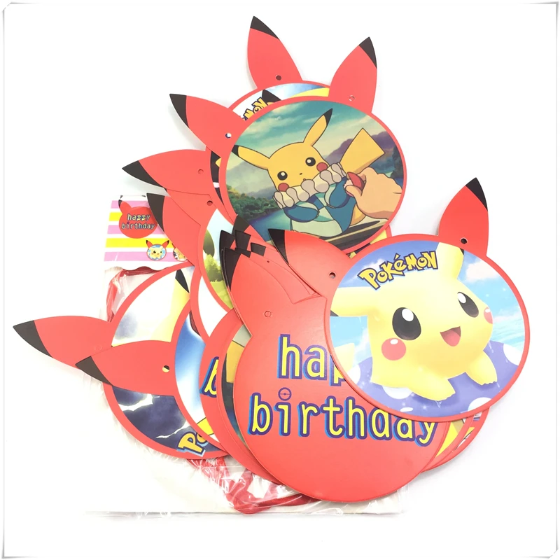 15 шт./компл. Pokemon Go Пикачу тема баннеры партия бумаги флаги/цвета для маленьких
