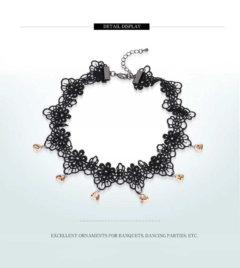 Warme Farben Кристалл от Swarovski женское колье ожерелье барокко Черная кружевная цепь с кисточками и в форме капли ожерелье с подвеской
