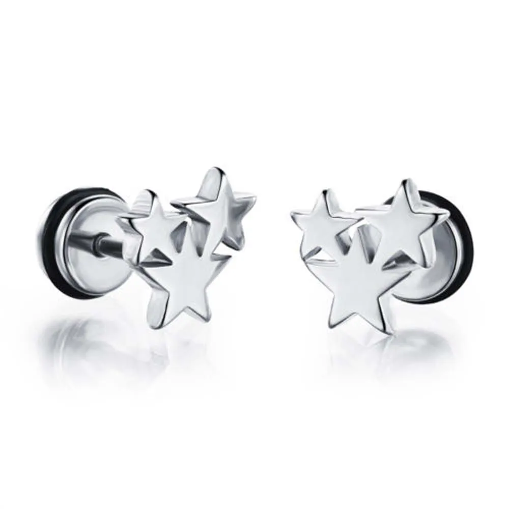 silver 1 пара звезда серебристый, черный/желтое золото GP хирургические Нержавеющая сталь серьги-гвоздики - Metal Color: silver