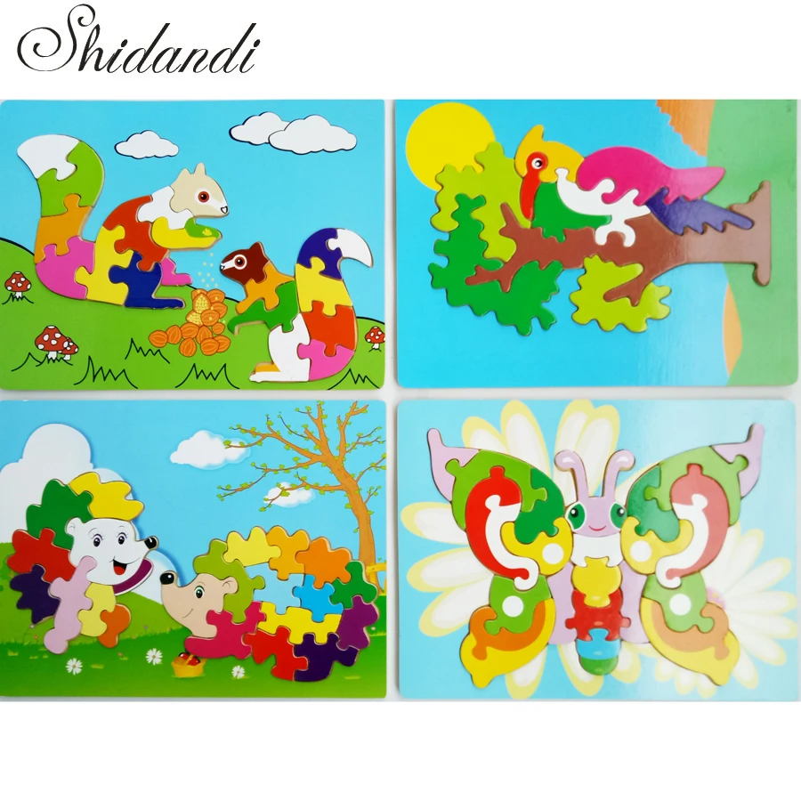 29*22 см Качество деревянных животных логические игрушки красочные обучения