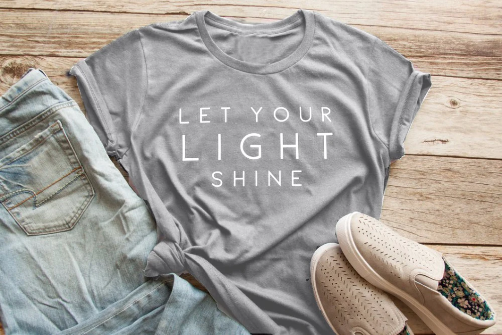Футболка женская хлопковая с круглым вырезом и надписью let your light shine tumblr girl |