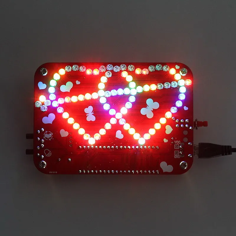 Электронный набор для самостоятельной сборки RGB LED двойной в форме сердца свет