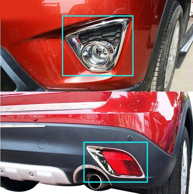 

FIT FOR Mazda CX-5 CX5 2013-2016 CHROME FRONT + REAR FOG LIGHT FOGLIGHT LAMP COVER TRIM BUMPER REFLECTOR GARNISH MOLDING 2IN1