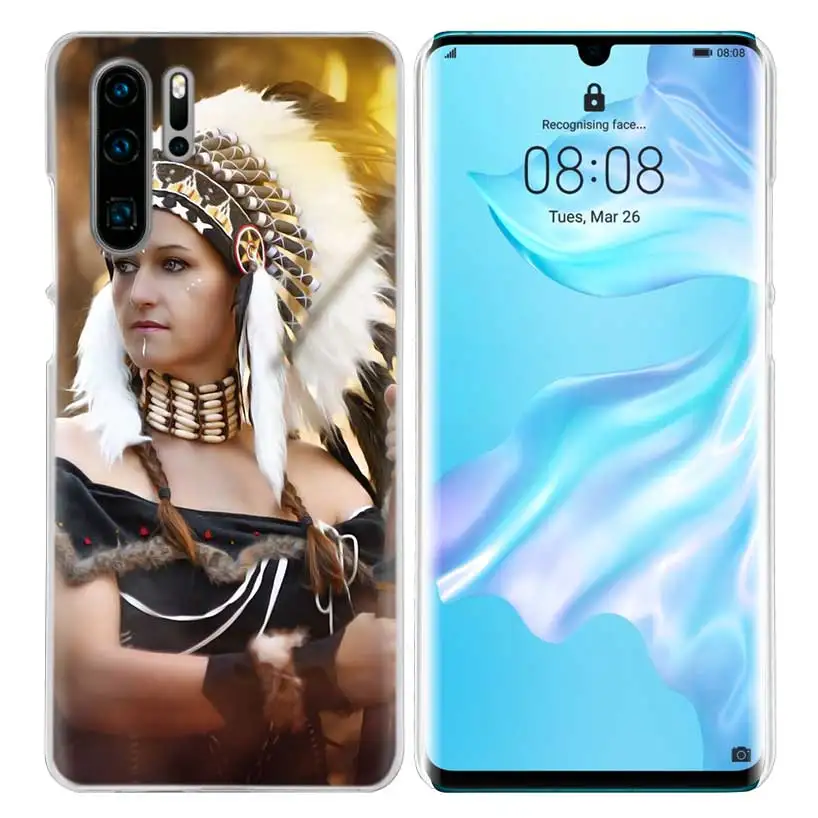 Индеец перья девушка чехол для huawei P20 P Smart Z Plus P30 P10 P9 P8 mate 10 20 lite Pro Жесткий PC чехол для телефона