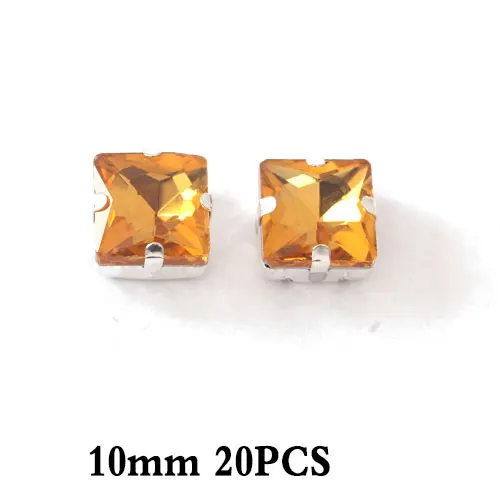 10mm--20PCS Стразы смешанных размеров желтого цвета с пришивкой, золотые стразы с плоской задней частью, стразы для шитья, каплевидные Стразы для свадебного платья Y3510 - Цвет: 10mm--20PCS
