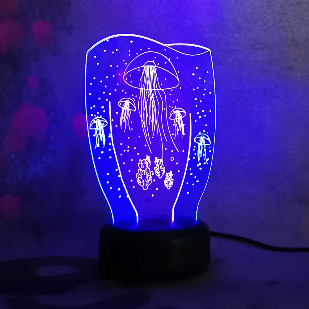 Luminaria Красочные Медузы 3D видения ночник настольная лампа 7 цветов Изменение xmas