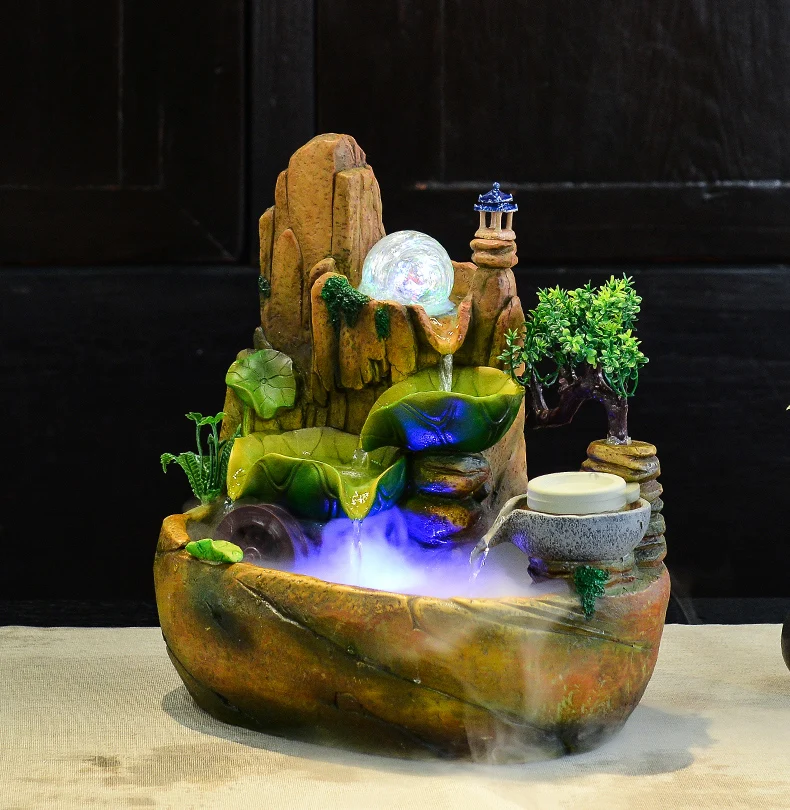 110 V-220 V альпинарий из смолы фонтан воды Feng Shui Decoracion увлажнитель воздуха в стиле бонсай домашний декор стол Waterflow Пейзаж орнамент подарки