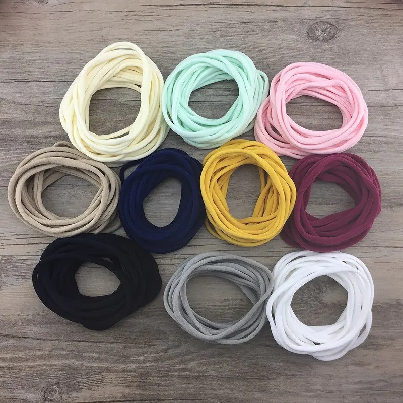 

10 pcs/lot, Super Soft Stretchy THIN Elastic Headband, Soft nylon headbands, one size fits most