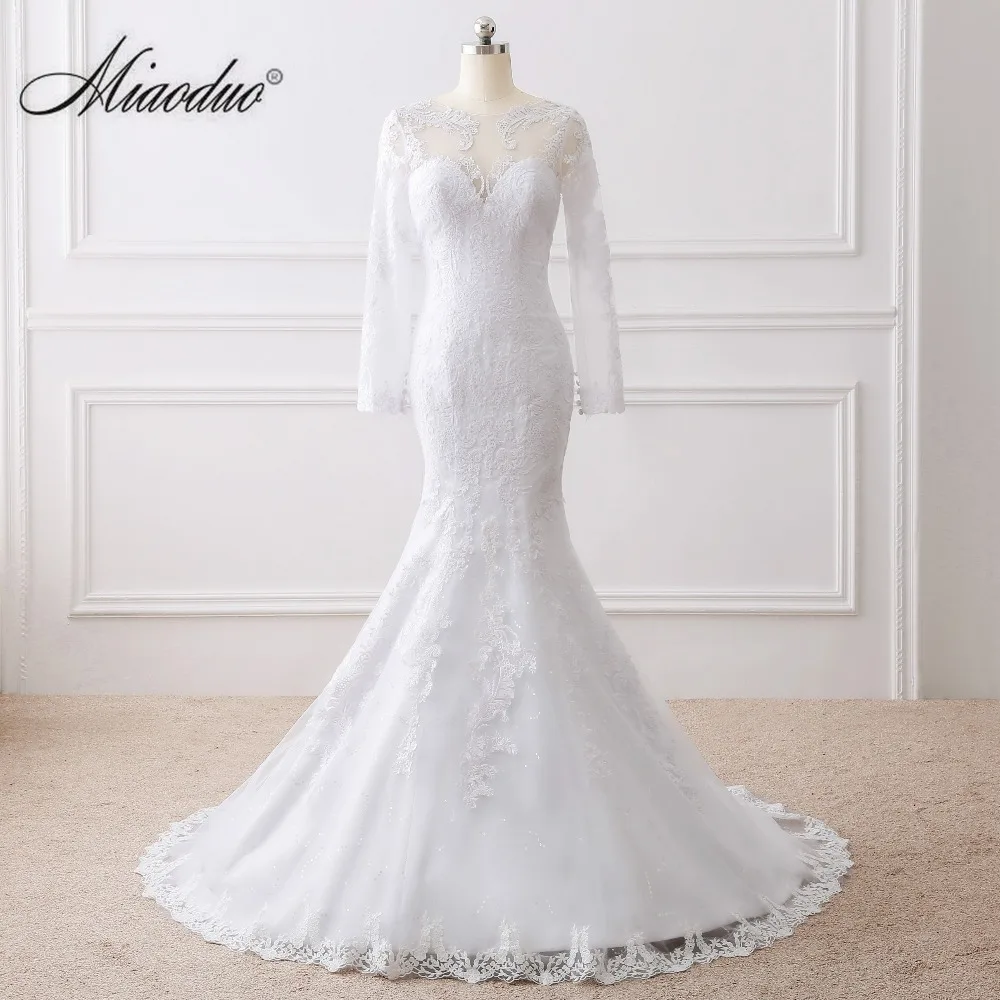 

Miaoduo Vestido de noiva See Back Mermaid Wedding Dress Long Sleeves Lace Wedding Dress 2022 vestido de casamento wedding dress
