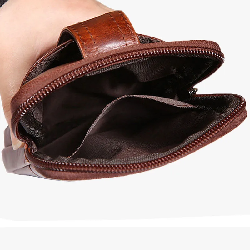 Мужская винтажная поясная сумка из натуральной воловьей кожи с пуговицами на