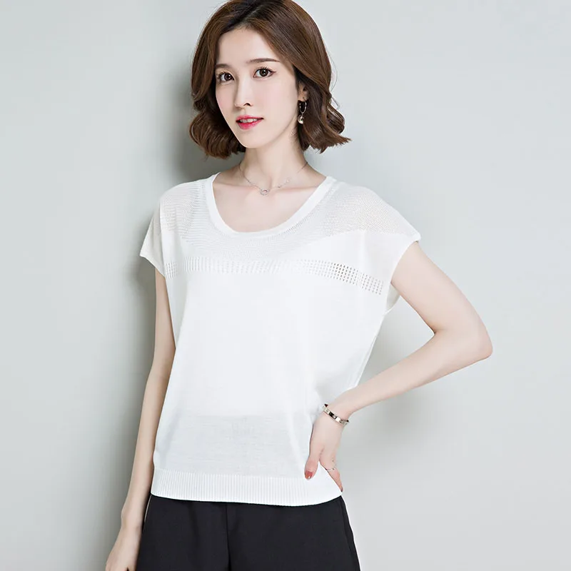 Женская трикотажная рубашка розовая с коротким рукавом 2019 | одежда