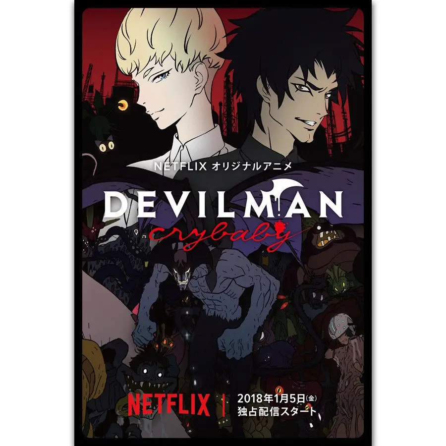 Q1697 Плакаты и принты Devilman Crybaby обувь для косплея Аниме ТВ серии шоу Netflix 14x21 24x36