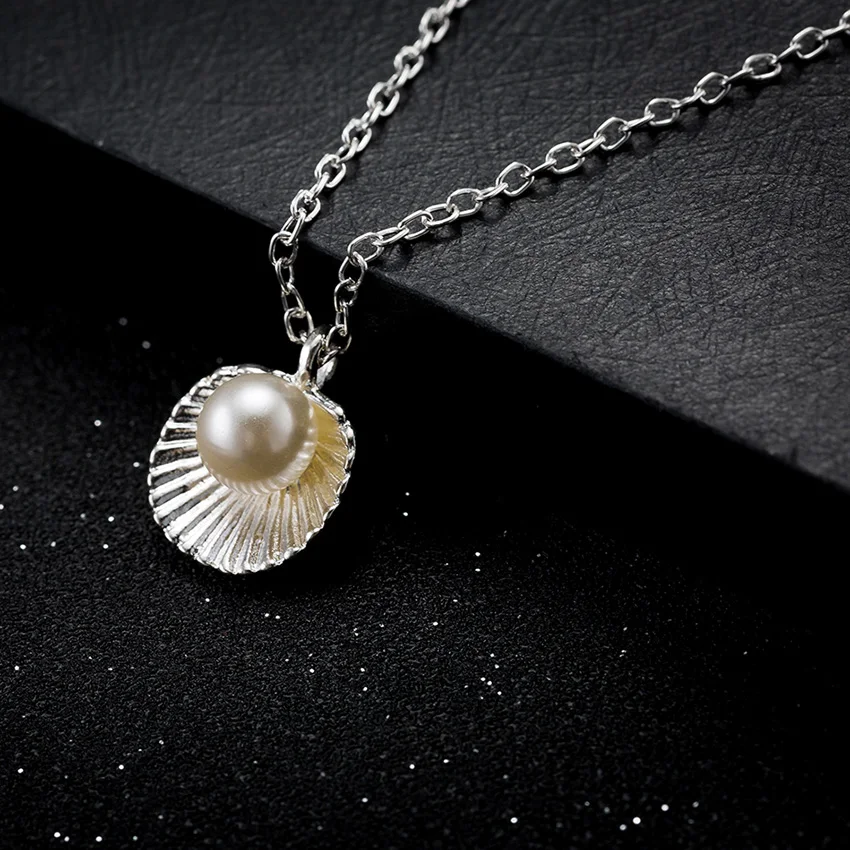 Ожерелье золотого цвета в виде ракушки с жемчужным necklace ем кулон ожерелье s