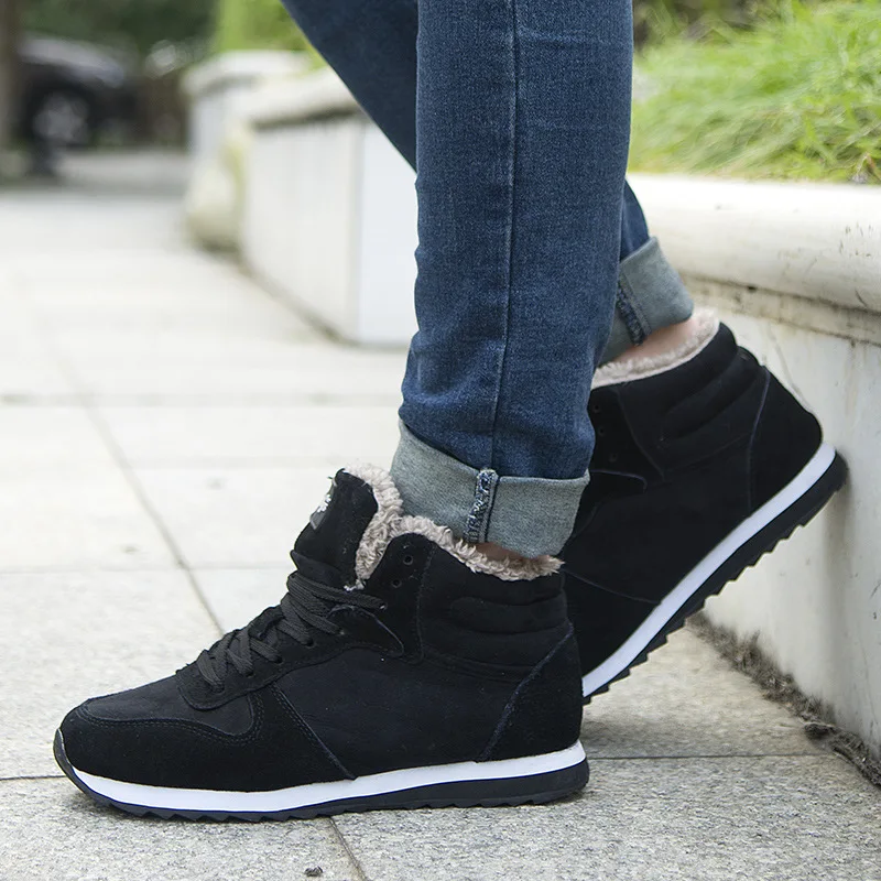 Men Casual Shoes Solid Warm Plush Cotton 2019 Sneakers Lace-Up Fashion Footwear Outdoor Male | Обувь