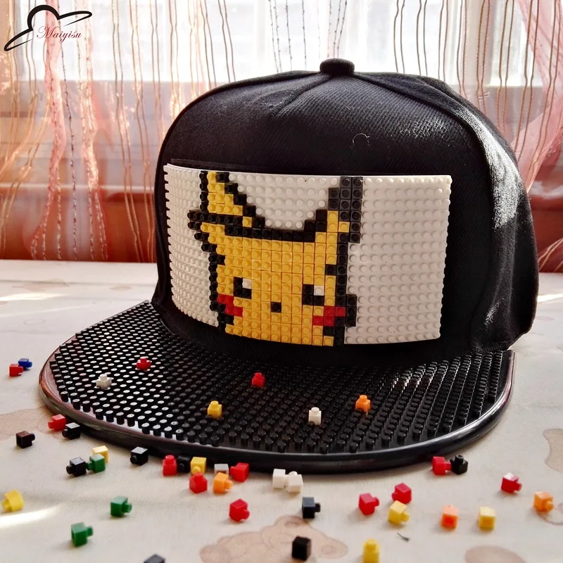 Бейсбольная кепка Pokemon Go Brick Pikachu, бейсболка в стиле хип-хоп, Кепка Snapback для мужчин и женщин, кепка со съемными блоками