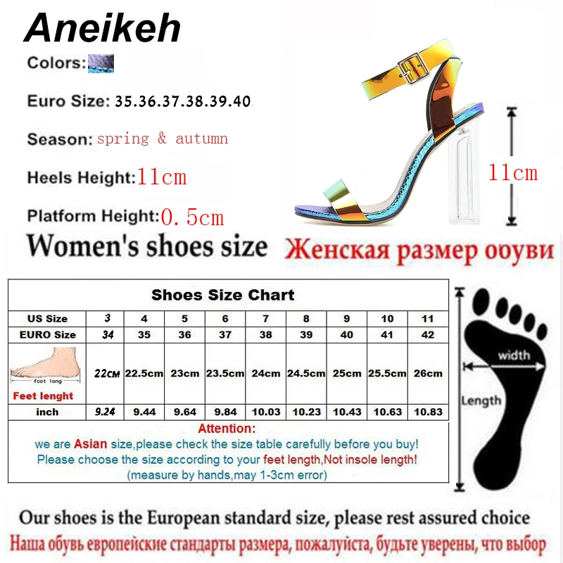 Aneikeh/ г.; модные босоножки из искусственной кожи; женские прозрачные туфли на высоком квадратном каблуке с круглым носком; мелкий ремень с пряжкой; цвет синий; вечерние туфли с открытым носком; размер 42