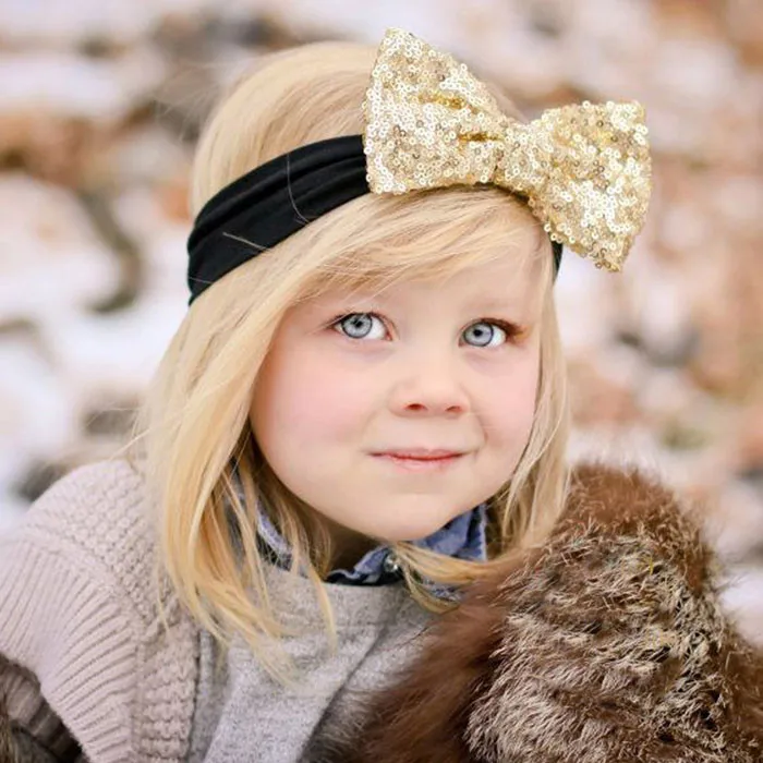 Kids Baby Girls Bebe Children Supreme Sequin Bowknots Hair Accessories Band Headdress Headwear | Детская одежда и обувь