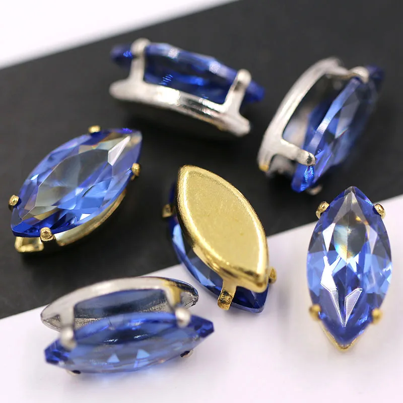 Royal blue 5x10 мм лист формы flatback Стеклянные стразы из горного хрусталя циркона Искусственный драгоценный камень DIY ювелирные аксессуары ‒ серёжки - Цвет: Royal blue