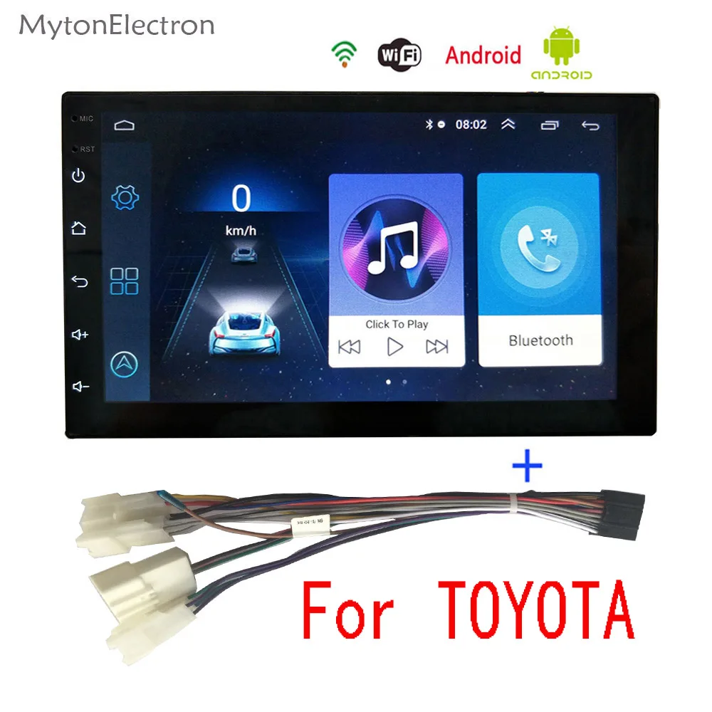 With TOYOTA cable 2Din Android стерео Bluetooth gps навигация wifi стерео видео 7 дюймов авто кран ПК настольный Универсальный Автомобильный мультимедийный плеер - Цвет: With TOYOTA cable